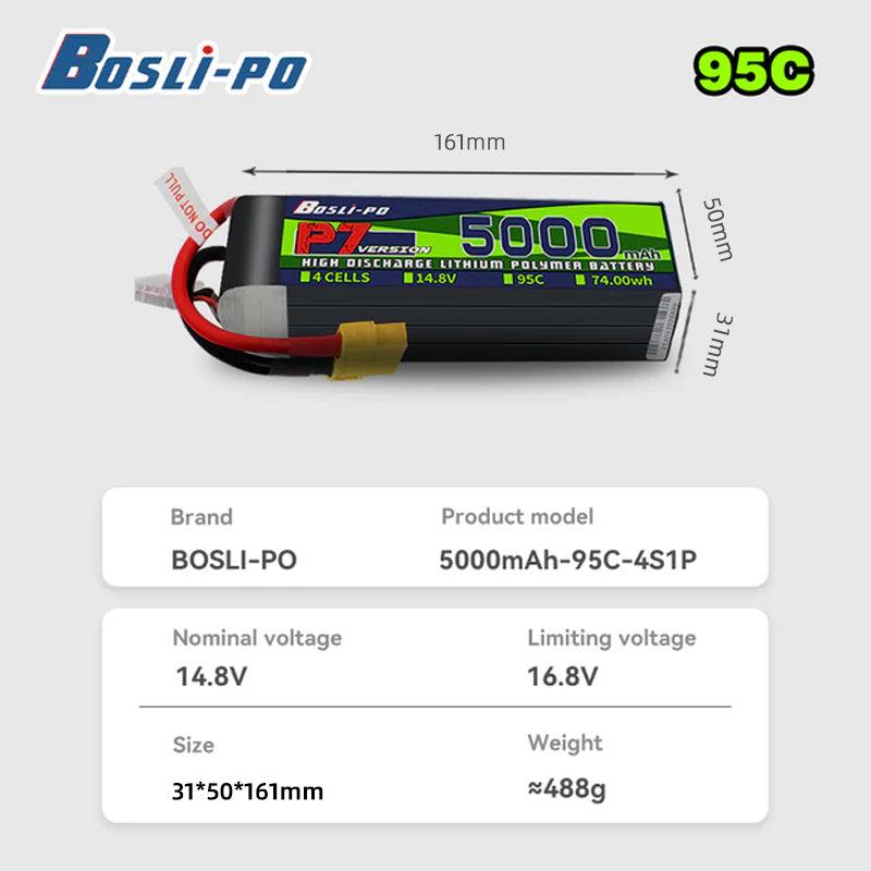 Boslipo P7 Version 5000mAh 95C - đánh giá và giá Drone Racing Battery